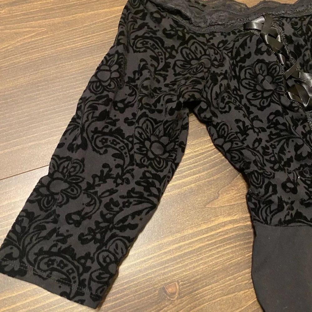 Tripp NYC Dress Mini Corset Size 2X Velvet Black Goth Flowers Daang Goodman - Picture 7 of 7